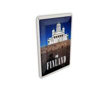 Femer Tarjeta postal de chapa de viaje 10 x 14 cm Finlandia iglesia escalera arquitectura cartel