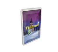 Femer Tarjeta postal de chapa de viaje, 10 x 14 cm, Finlandia, nieve, invierno, árbol de Navidad