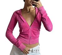 FeMereina Mono de terciopelo para mujer de 2 piezas con estampado de corazón de manga larga con capucha y pantalones de chándal Y2K, Rosy Tops#1, M