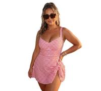 FeMereina Traje de baño de una pieza para mujer, con control de abdomen, modesto, cobertura completa, falda de natación, rosso, XL