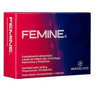 FEMINE® Alivia Síntomas de la Menopausia | con Cimicífuga Trébol rojo, Melatonina y Vitaminas B D E | Mejora el Sueño, Fortalece Huesos y Disminuye el Cansancio | 30 comprimidos 100% naturales