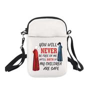 Feminism - Bolso cruzado feminista con texto en inglés "You Will Never Be Free Of Me Untill Botn Of My Children Are Safe"