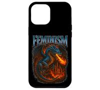 Feminismo Dragón Cool Retro Vibe Vintage Dragón con Llamas Carcasa para iPhone 12 Pro MAX