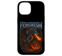 Feminismo Dragón Cool Retro Vibe Vintage Dragón con Llamas Carcasa para iPhone 14