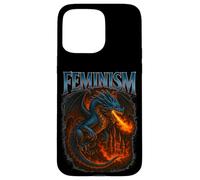 Feminismo Dragón Cool Retro Vibe Vintage Dragón con Llamas Carcasa para iPhone 15 Pro MAX