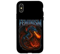 Feminismo Dragón Cool Retro Vibe Vintage Dragón con Llamas Carcasa para iPhone X/XS
