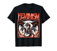 Feminismo Dragón Retro Fantasía Castillo Vintage Empoderamiento Camiseta