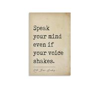 Feminist Quotes Poster Speak Your Mind Even If Your Voice Shakes Wall Art Girl Power Ginsburg Inspired Decor for Home Office Bedroom Study Room