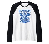 Feminista Dragón Feminismo Fantasía Empoderamiento Diseño Gráfico Camiseta Manga Raglan