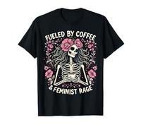 Feminista impulsada por el esqueleto del café Pro Choice Rage Feminismo Camiseta