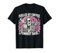 Feminista impulsada por el esqueleto del café Pro Choice Rage Feminismo Camiseta