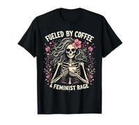 Feminista impulsada por el esqueleto del café Pro Choice Rage Feminismo Camiseta