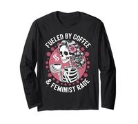 Feminista impulsada por el esqueleto del café Pro Choice Rage Feminismo Manga Larga