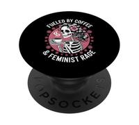 Feminista impulsada por el esqueleto del café Pro Choice Rage Feminismo PopSockets PopGrip Adhesivo