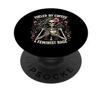 Feminista impulsada por el esqueleto del café Pro Choice Rage Feminismo PopSockets PopGrip Adhesivo