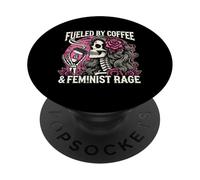 Feminista impulsada por el esqueleto del café Pro Choice Rage Feminismo PopSockets PopGrip Adhesivo