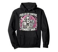 Feminista impulsada por el esqueleto del café Pro Choice Rage Feminismo Sudadera con Capucha