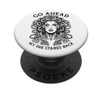 Feminista Medusa Tatuaje Tintado Divertido Mi Tinta Mira Atrás PopSockets PopGrip Adhesivo