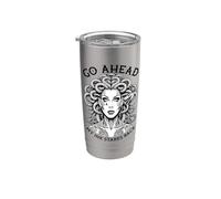 Feminista Medusa Tatuaje Tintado Divertido Mi Tinta Mira Atrás Vaso térmico de acero inoxidable de doble pared
