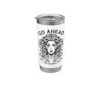 Feminista Medusa Tatuaje Tintado Divertido Mi Tinta Mira Atrás Vaso térmico de acero inoxidable de doble pared