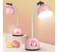 FemKey Lámpara de Escritorio Niño, Flexo Led Escritorio Niño con 4 Modos, Lampara de Mesa Recargable, Luz Estudio con Control Táctil, Lampara Lectura para Niños, Lampara Noche Niña, Rosa Conejo