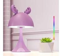 FemKey Lámpara de Mesita de Noche LED, Lampara de Noche Táctil RGB Cambio de Color, Luz Nocturna para Niños Adultos Recargable Type-C con 7 Modos y Brillo Ajustable, Púrpura Alce