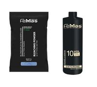 FemMas Blondier: Polvo para blanquear con aceite de argán 500 g y revelador 3 por ciento de 1 litro, perfecto set de iniciación para el blanqueamiento en casa I Para una decoloración de hasta 7 tonos