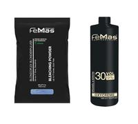 FemMas Blondier: Polvo para blanquear con aceite de argán 500 g y revelador 9 por ciento de 1 litro, set de iniciación perfecto para el blanqueamiento en casa I Para una decoloración de hasta 7 tonos