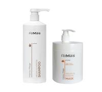 FemMas Champú de argán y queratina 1 L + máscara de argán y queratina FemMas 1 L con bomba