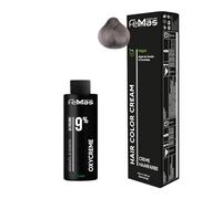 Femmas Set de tinte de pelo rubio claro ceniza 9.1 I Hair Color Cream 100 ml + crema de óxido 100 ml 9% I coloración permanente del cabello + desarrollador I Suave y duradero I Tinte de pelo de salón