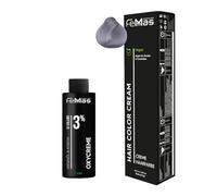 Femmas - Set de tinte para el cabello plateado I Crema colorante 100 ml + crema oxidante 100 ml 3% I coloración permanente del cabello + revelador I Suave y duradero I Tinte de pelo de salón de