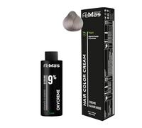 Femmas Set de tinte para el cabello rubio claro ceniza 10.1 I Hair Color Cream 100 ml + crema de óxido 100 ml 9% I coloración permanente del cabello + desarrollador I Suave y duradero I Tinte de pelo