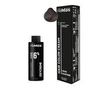 Femmas Set de tinte para el cabello rubio medio ceniza 7.1 I Crema colorante 100 ml + crema de óxido 100 ml 6% I coloración permanente del cabello + revelador I Suave y duradero I Tinte de pelo de