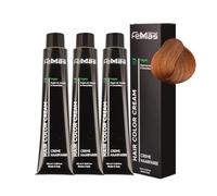 FemMas Tinte para el cabello 3 x rubio medio ámbar cobre 7.84 I crema tinte para el cabello con aceite de argán, queratina y ceramidas, coloración permanente del cabello o tinte para resultados de