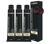 FemMas Tinte para el cabello 3 x rubio oscuro intenso 6.0 I Crema profesional tinte para el cabello con aceite de argán, queratina y ceramidas, como coloración permanente o tinte para obtener