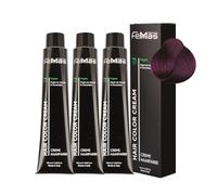 FemMas Tinte para el cabello 3 x rubio oscuro violeta intenso 6.22 I crema tinte de pelo con aceite de argán, queratina y ceramidas, coloración permanente del cabello o tinte para resultados de color