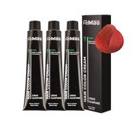 FemMas Tinte para el cabello 3x Rubio Oscuro Rojo Cobre 6.64 I Crema colorante con aceite de argán, queratina y ceramidas I tintura de cabello duradera o tinte para resultados de color brillantes I