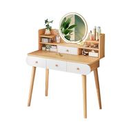 Femme Coiffeuse Table de Maquillage avec Miroir Réglable Tiroirs de Rangement Table Cosmétique Élégante pour Chambre d'Adulte et Fille Idéal Cadeau Beauté