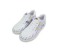 Femme Cuir Vegan Blanc Baskets - No More Drama Motif