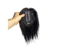 Femmes Cheveux 10 x 11 cm Parte central PU Scalp Clip en Toppers con flecos 3D Air Bangs Toppers invisibles para cabello humano para mujeres extensiones de cabello (negro natural, 12 pulgadas)