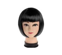 Femmes Cheveux - Peluca de 12,6 pulgadas con flequillo, pelucas cortas y lisas para cosplay, para fiestas temáticas de mujer, extensiones de pelo (negro)