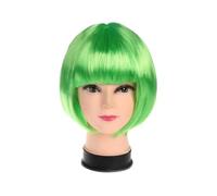 Femmes Cheveux - Peluca de 12,6 pulgadas con flequillo, pelucas cortas y lisas para cosplay, para fiestas temáticas de mujer, extensiones de pelo (verde)