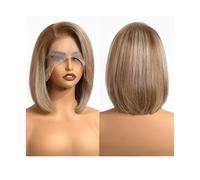 Femmes Cheveux - Peluca de encaje frontal de 13 x 4 cm con encaje frontal, cabello humano degradado, rubio claro, pelo corto y liso, para mujeres