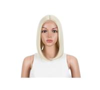 Femmes Cheveux - Peluca de encaje sintético frontal, corta recta de 12 pulgadas, pelucas para mujer, pelucas de cosplay, peluca de encaje con raya central (rubia)