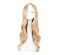 Femmes Cheveux - Peluca de pelo sintético rizado de 26 pulgadas con raya central, para cosplay, fiesta de Halloween (rubio miel claro)