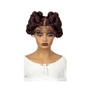 Femmes Cheveux - Pelucas de encaje completo trenzadas transparentes, hechas a mano, sin enredos, hechas a mano, para mujeres negras de 6 pulgadas, color rojo vino