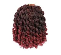 Femmes Cheveux - Pelucas de ganchillo jamaicanas de 8 pulgadas, pelo rizado trenzado, para mujeres negras, 3 piezas (rojo tinto)