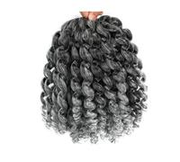 Femmes Cheveux - Pelucas de ganchillo jamaicanas de 8 pulgadas, pelo rizado trenzado para mujeres negras, 3 piezas (gris)
