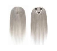Femmes Cheveux - Topper para cabello humano de 14 pulgadas para mujeres, 8,5 x 10,5 cm, base de seda, clip de decoración para el cabello (gris)