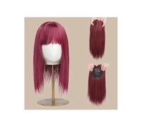 Femmes Cheveux Topper para cabello sintético de 16 pulgadas para mujeres Topper para cabello con clip de aspecto natural con flequillo Extensiones de Cabello(Burgundy)